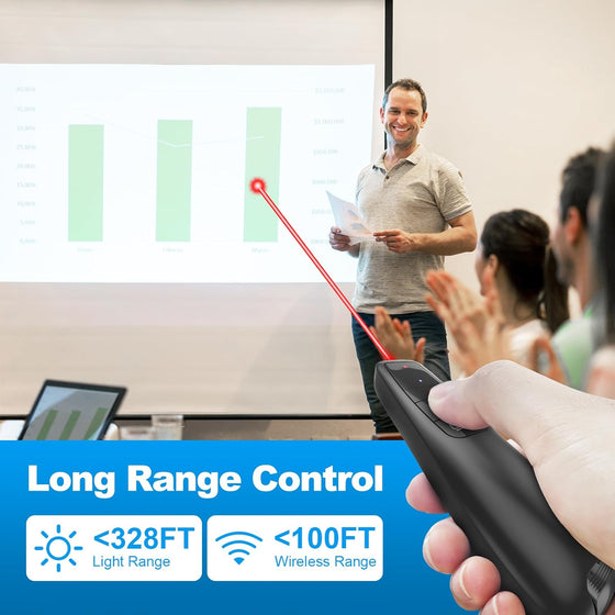 Presentation Clickers for PowerPoint, Clicker for Laptop Presentations Remote, USB Wireless Presenter Remote, Power Point Remote Clicker for Computer/Mac/PPT/Google Slide Advancer - hover image