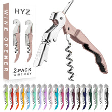 HYZ 2-Pack Wine Opener Waiter Corkscrew, Professional Wine Key for Servers, Bartender with Foil Cutter, Manual Wine Bottle Opener Double Hinged (Pink)