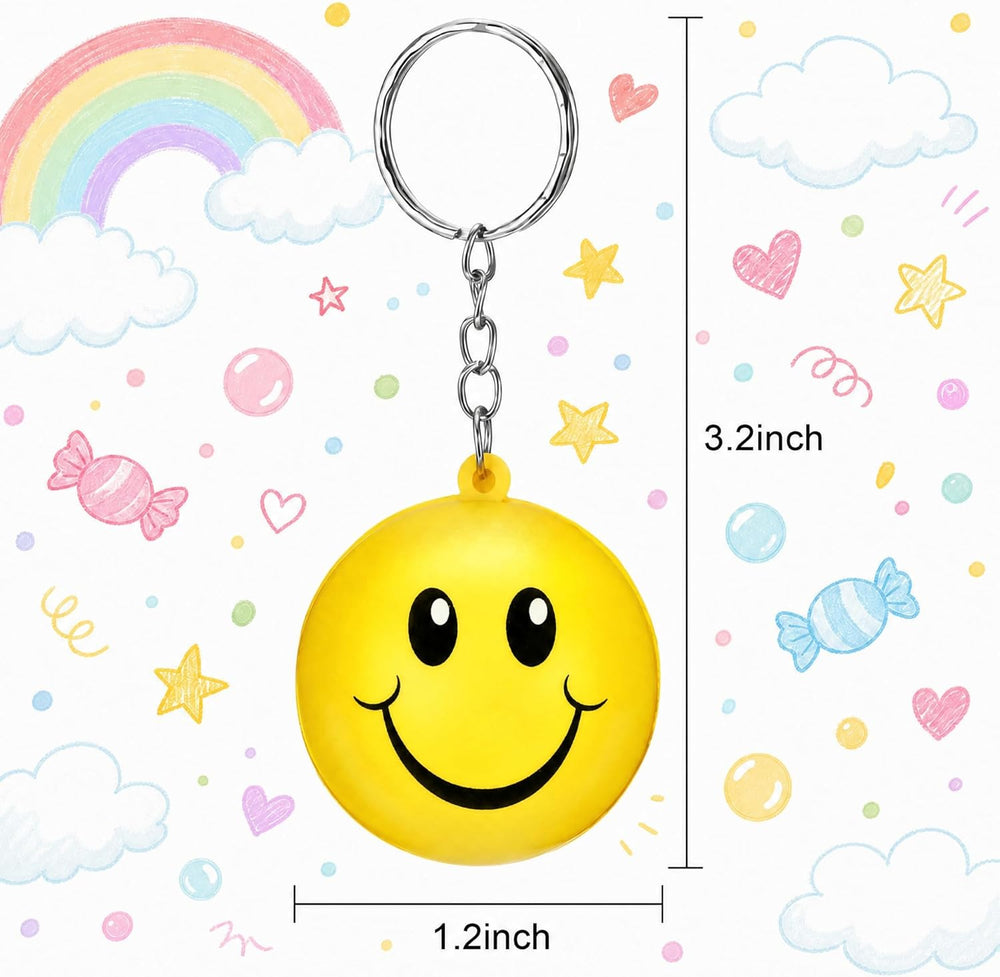 Blulu 20 Pack Smile Stress Balls Keychains Mini Foam Ball Keychains Yellow Stress Relief Gifts for Party Favors, School Carnival Reward, Birthday Party Supplies, Goodie Bag Stuffers