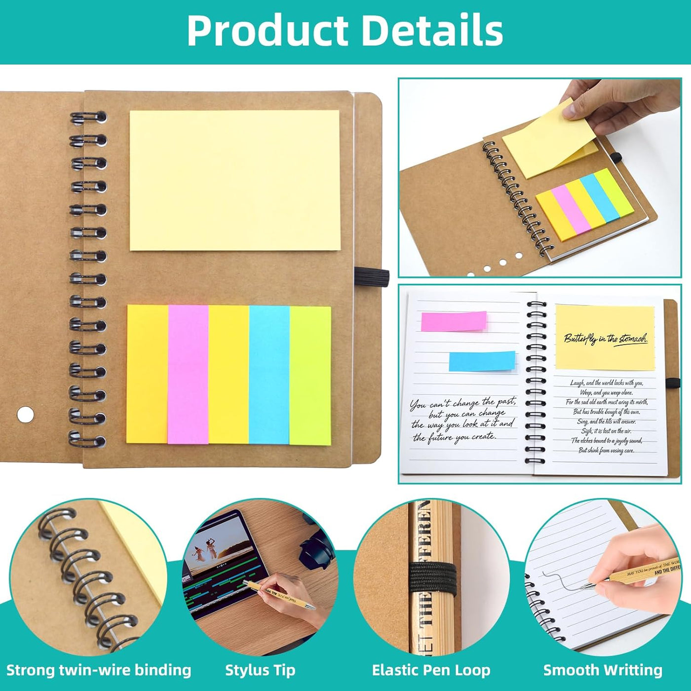 60 Pcs/30 Sets Employee Appreciation Gifts Bulk - Inspirational Spiral Notebooks with Motivational Pens, Thank You Gifts, Valentines Gift for Staff, Coworkers,Teacher, Team, Nurse, Office & School