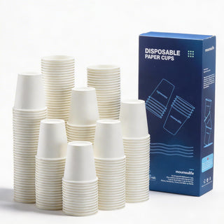 MOUMOULIFE 12 oz Disposable Paper Coffee Cups, 100 Count – Leak-Resistant White Cups for Hot & Cold Drinks, Ideal for Office, Party, Travel, To Go & Daily Use