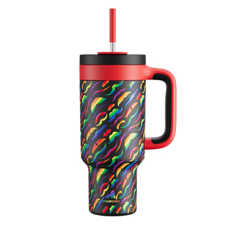 POWCAN 40 oz Tumbler with Handle, 2-in-1 Straw and Sip Lid, Leakproof, Dishwasher Safe, Insulated Stainless Steel Travel Coffee Mug, Keeps Cold for 34 Hours, Fits in Car Cup Holder (Midnight)