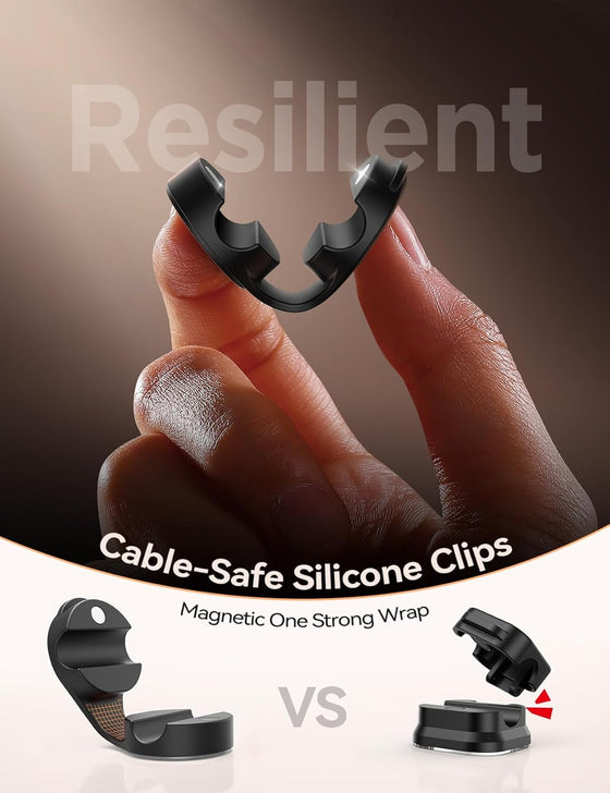 8-Pack Silicone Cord Organizer Magnetic Cable Clips, Adhesive Cable Management Under Desk Wire Hider, FLYLEAD Desktop Cable Organizer for Phone, Office Workspaces Desk Organization Home Accessories - hover image