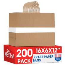 MESHA Brown Paper Bags 8x4.25x10.5 Inch 20Pcs, Paper Bags with Handles, Sturdy Brown Gift Bags for Retail, Birthday Party Favors, Shopping, Small Business (Made in USA)