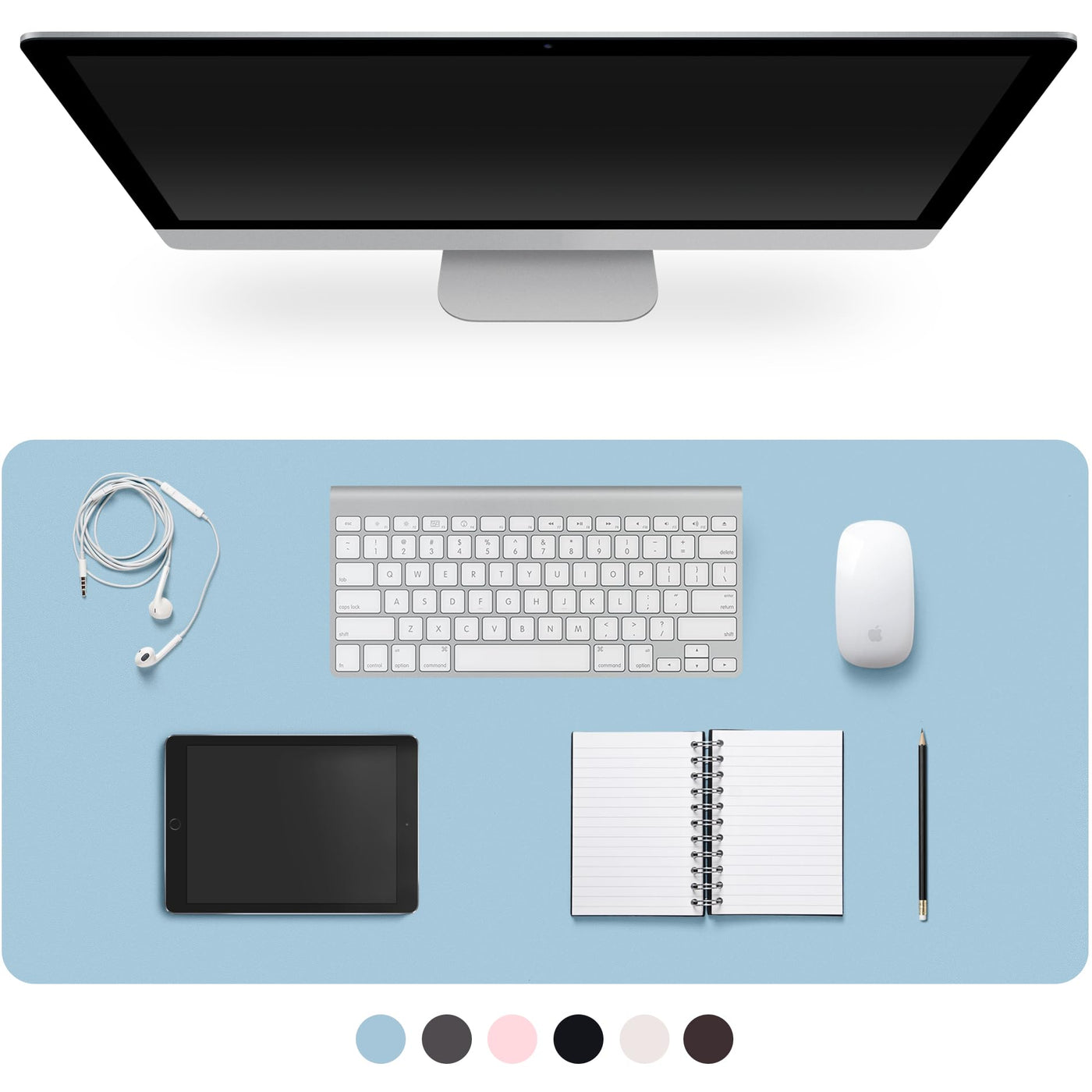 Leather Desk Pad Protector,Non-Slip Desk Pad,on-Slip PU Leather Large Mouse Pad,Easy Clean Desk Protecor Mat,Writing Pad for Office Work/Home/Decor(Black, 23.6" x 13.7")