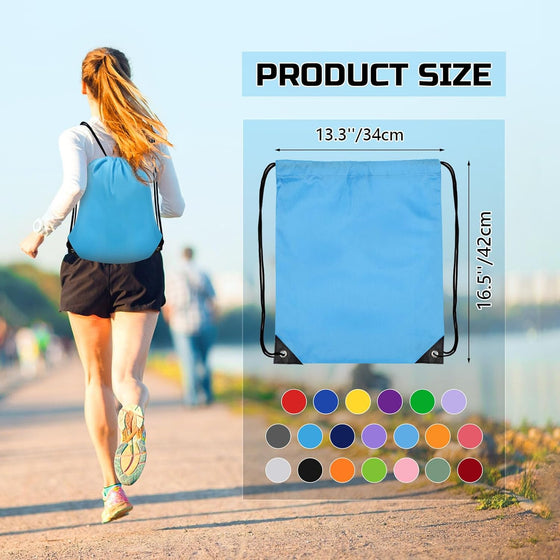 Grneric Drawstring Backpack Bulk 6 PCS, Drawstring Bags String Backpack Cinch Sack Gym Bags for Sport Trip Beach Swimming, 6 Color - hover image