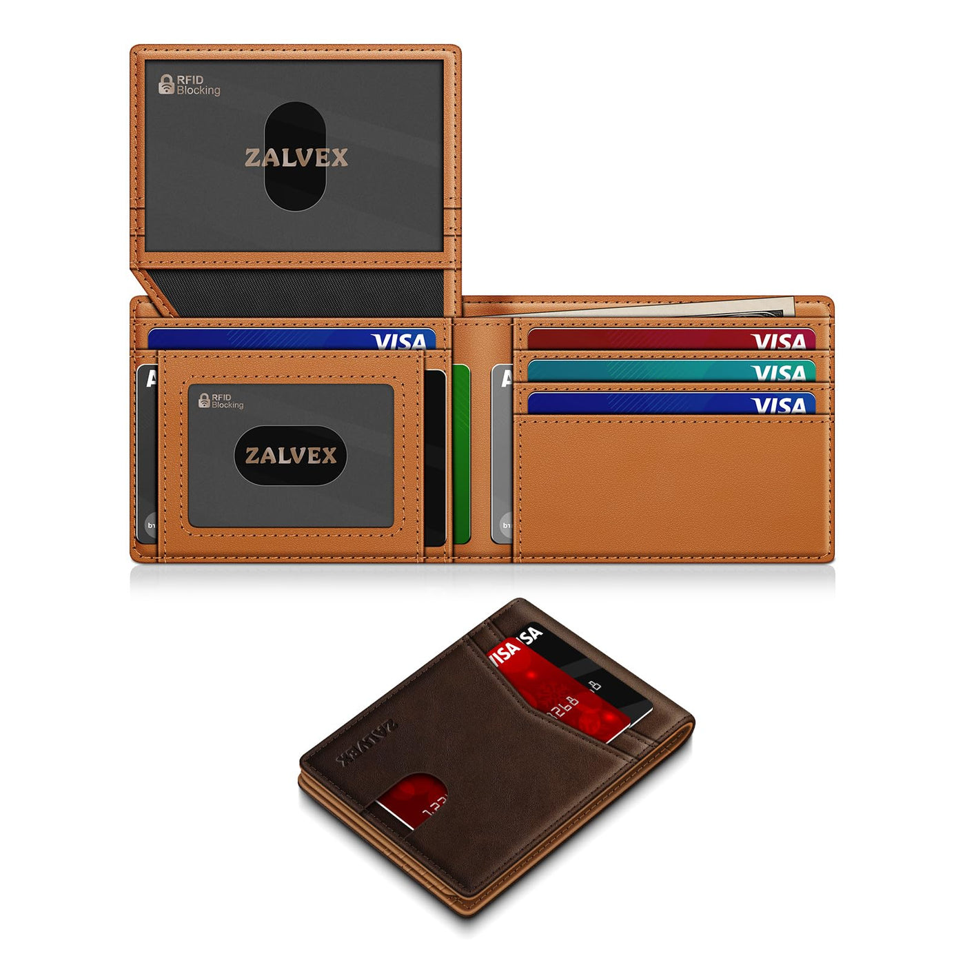 Wallet for Men Slim RFID Blocking Leather Credit Card Holder Wallet for 14 Cards, Bifold Minimalist Thin Wallet with 2 ID Windows & Cash Slot, Front Pockt Carteras Para Hombres, Birthday Gifts for Men