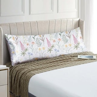 EXQ Home Silky Satin Pillowcase for Hair and Skin,Printed Pillow Cases Standard Size Set of 2 Satin Pillow Case 2 Pack with Envelope Closure(Ink Leaf, 20x26)