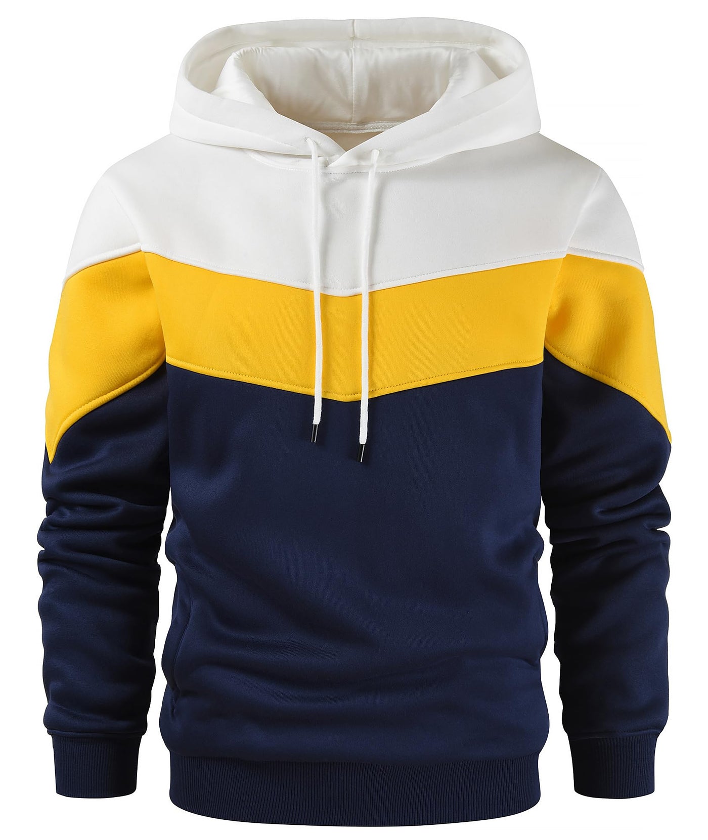 Gesean Men's Novelty Color Block Pullover Fleece Hoodie Long Sleeve Casual Sweatshirt with Pocket