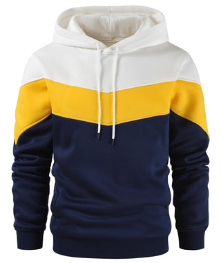Gesean Men's Novelty Color Block Pullover Fleece Hoodie Long Sleeve Casual Sweatshirt with Pocket