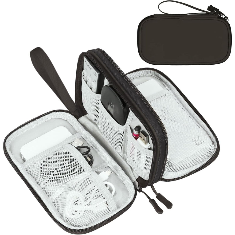 FYY Travel Cable Organizer Pouch Electronic Accessories Carry Case Portable Waterproof Double Layers All-in-One Storage Bag for Cord, Charger, Phone, Earphone Black