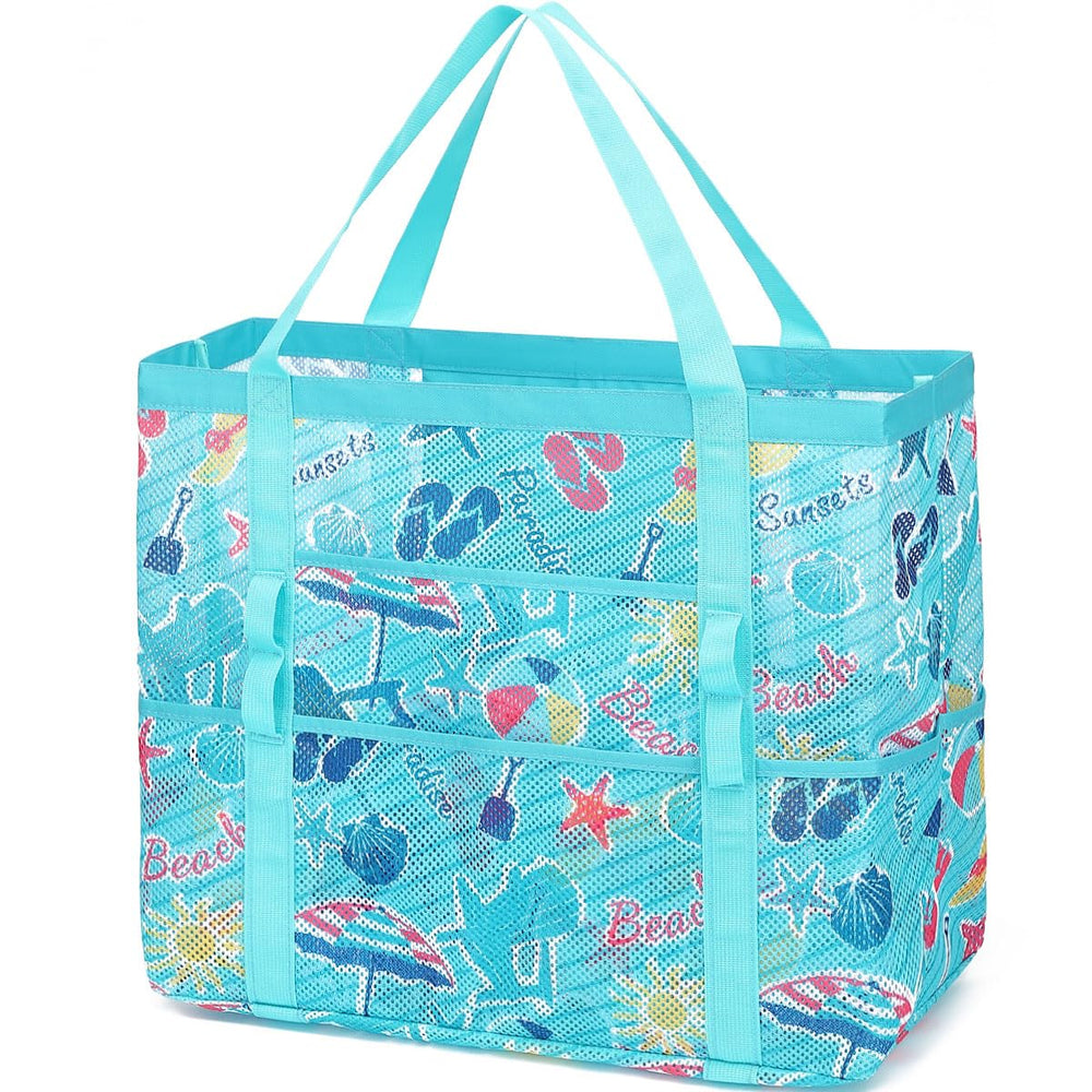 Fammart Mesh Beach Bag for Women, Large Beach Toy Pool Bag with Zipper Pocket, SandProof Cruise Essentials 2026 Family Travel