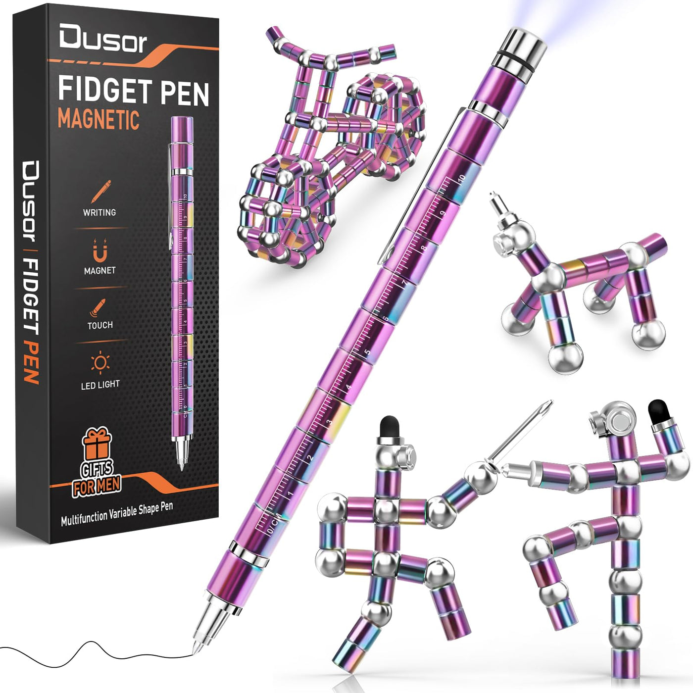 Dusor Gifts for Men Fidget Pen, Fathers Day Gift for Husband Dad Brother Boyfriend Multifunction Pen, Anniversary Birthday Fathers Day Gift from Daughter Son Wife, Graduation Gifts for Teens Him Boy