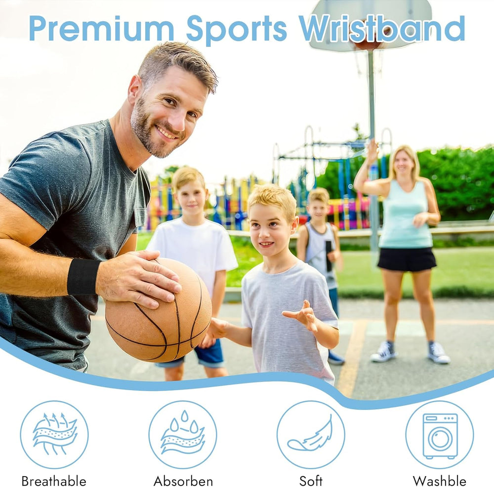 8 Pcs Sports Wrist Sweat Bands for Men & Women， Absorbent Wrist Sweatbands Tennis Wristbands, Elastic Wrist Bands for Sweat for Basketball Tennis Football Gym Running Working Out