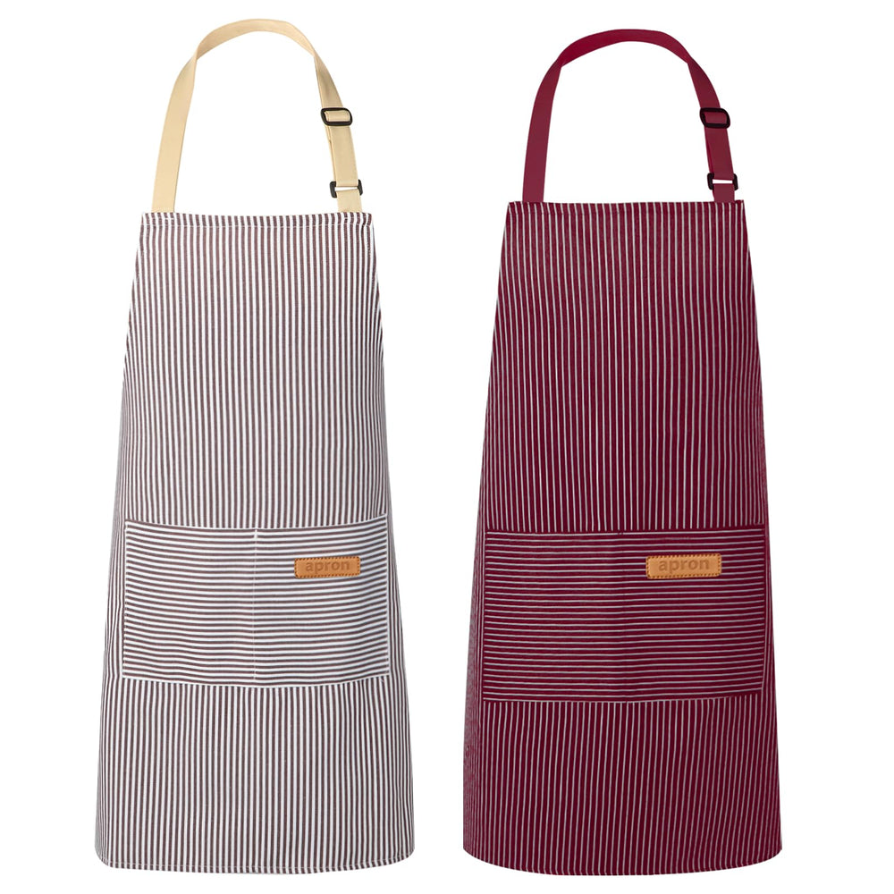 VALOME 2 Pack Kitchen Aprons, Apron for Cooking with 2 Pockets, Unisex Adjustable Neck Strap Chef Aprons for Men Women