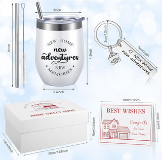 Sieral House Warming Gift for New Home House Warming Wine Tumbler for Women Men New Adventure for Friend Owner Couples Homeowners Clients Real Estate Agent Wedding Gifts(12 oz,Cute Style)