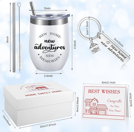 Sieral House Warming Gift for New Home House Warming Wine Tumbler for Women Men New Adventure for Friend Owner Couples Homeowners Clients Real Estate Agent Wedding Gifts(12 oz,Cute Style) - hover image