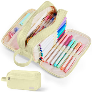 Sooez High Capacity Pencil Case, Soft Corduroy Pencil Pouch with 4 Compartments, Multiple Pockets, Large Pencil Bag with Sturdy Zipper, Cute Pencil Case Pouch Organizer for Student Teen Girls, Blue