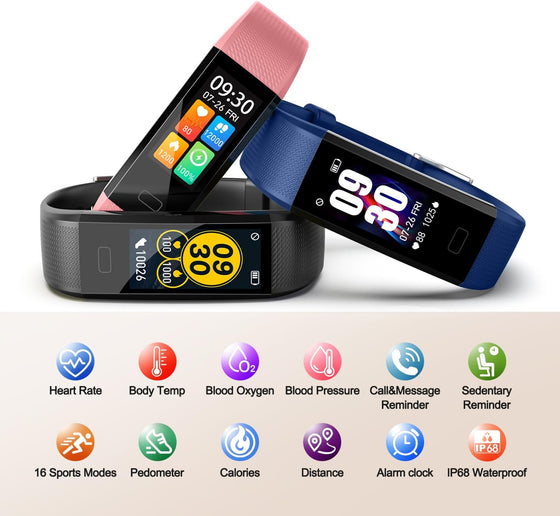 Fitness Tracker with Step/Distance/Calories Counter, Activity Tracker with Heart Rate Monitor, Slim Style Watch IP68 Waterproof, Sleep Monitor Tracker, Pedometer Watch for Women Men - hover image