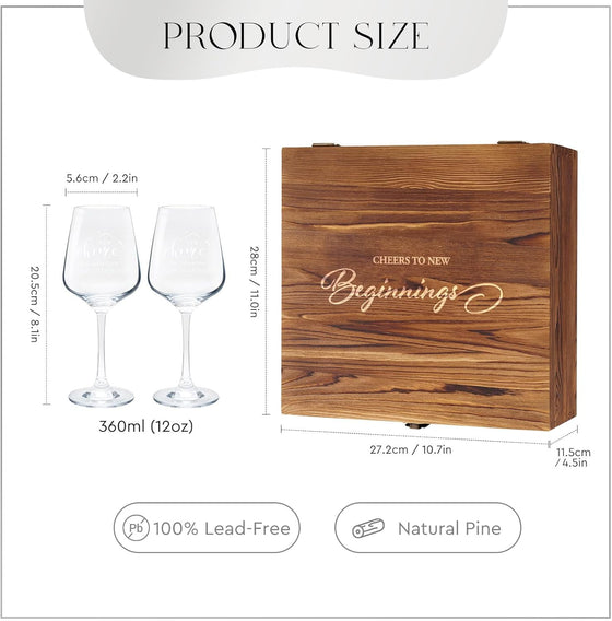 AW BRIDAL House Warming Gifts New Home Wine Glasses Sets, 2026 Closing Gifts for Home Buyers and Homeowner, New Apartment Gift Basket for Couple, First House Gift with Wooden Keepsake Box - hover image