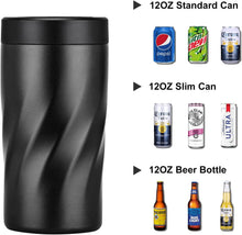 Insulated Stainless Steel 24 oz Tumbler with Freezable Drink Can Cooler for all 12 oz Slim Can,Regular Can,Beer Bottle & All Drinks (Frosted Black)