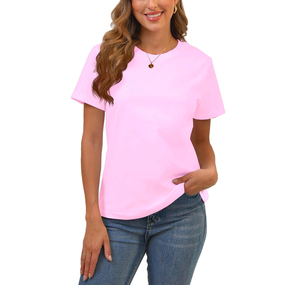 Cotton Basic T Shirts for Women,Crew Neck Short Sleeve Summer Shirts,Solid Loose Fit Tshirt, Plain Workout Tops, Undershirts