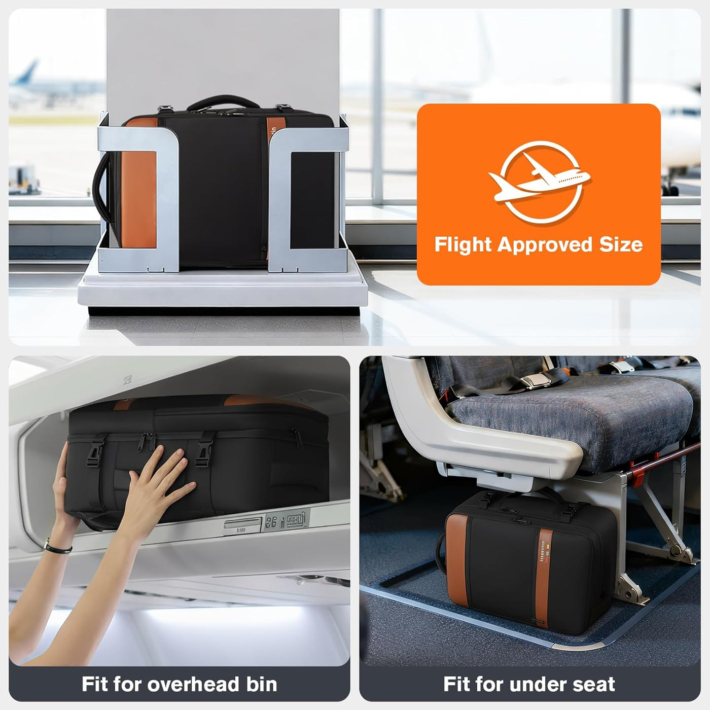 Smart Suitcase-style Laptop Backpack, 25L / 35L Practical Travel Bag for Work, Leisure & Flight, Luggage-Style Commuter Pack (Black, 25L)