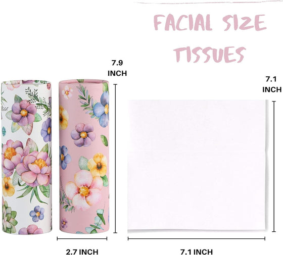 200 Sheets Car Tissues Holder with Facial Tissues 3-ply Travel Tissue Tubes 4 PK Tissues Box Container Perfect Fit for Car Cup Holder Cylinder (Pink) - hover image