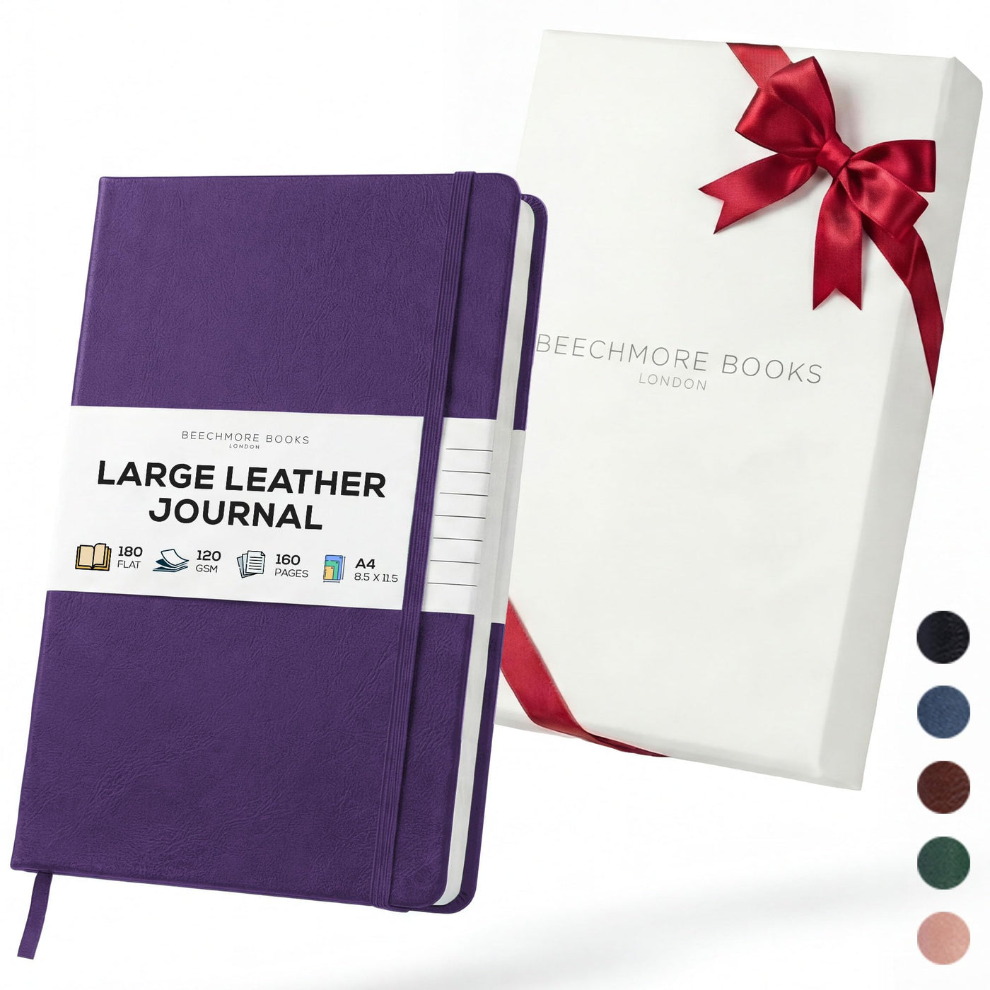 BEECHMORE BOOKS Premium Lined Leather Journal for Men & Women, 5" x 8" (A5) Thick 120gsm Ivory Cream Paper Notebook, Hardcover Vegan Leather Personal Diary, With Gift Box (Chestnut Brown)