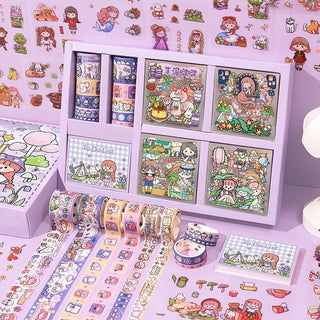 Girls DIY Diary 185 Pcs Diary Set,Toys for Ages 8-13,DIY Stationery Set, Thin Stickers and Little Daily Supplies Birthday Gifts for Girls Fun, Cute Art & Crafts Scrapbook Kits,Purple