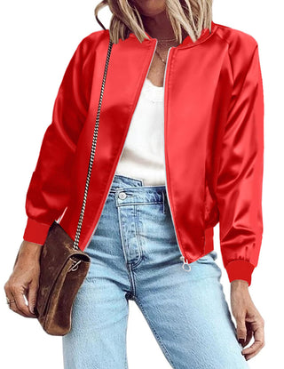 Zeagoo Women's Bomber Jacket Lightweight Zip Up Jacket Casual Striped Jacket Coat Outerwear Windbreaker with Pockets