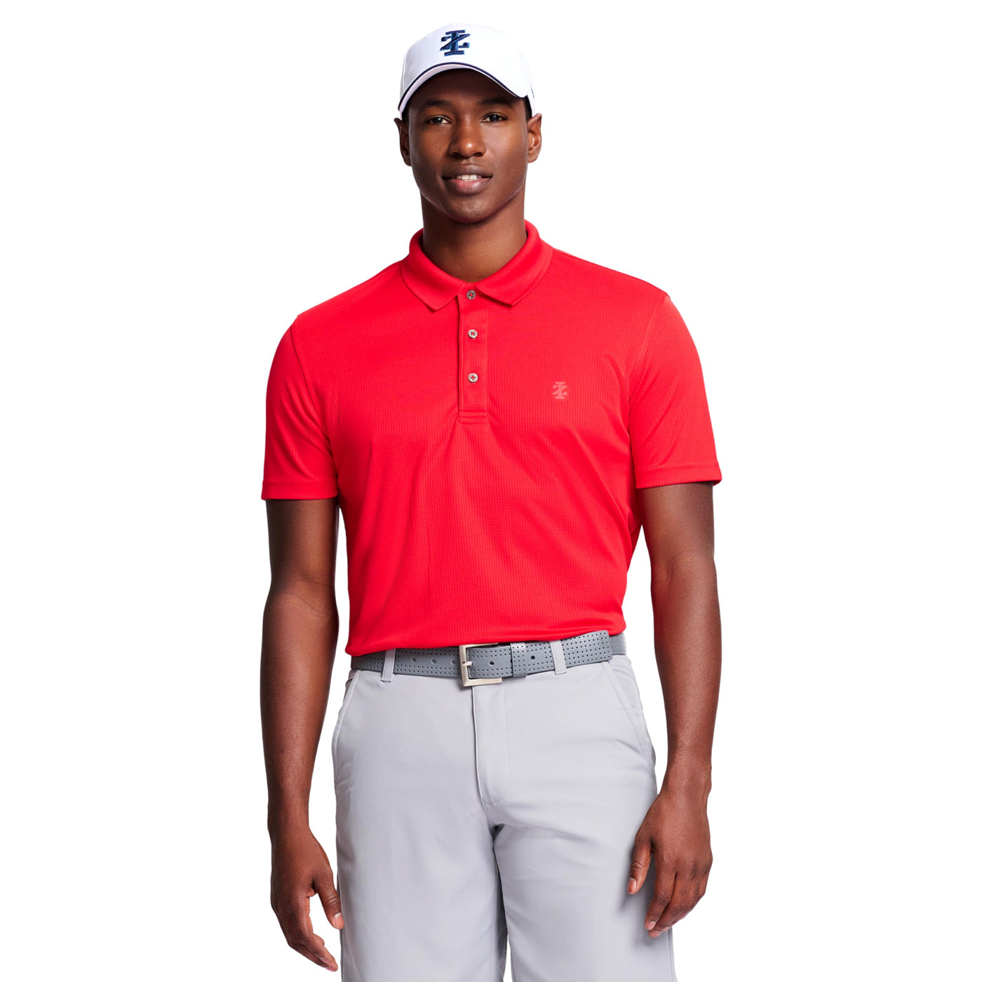 Izod Men's Performance Golf Grid Short Sleeve Stretch Polo Shirt