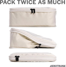 Aerotrunk Compression Packing Cubes for Travel - Luggage Organizer Bags - Double Zipper Packing Cubes for Suitcases (6-Pack, Beige)