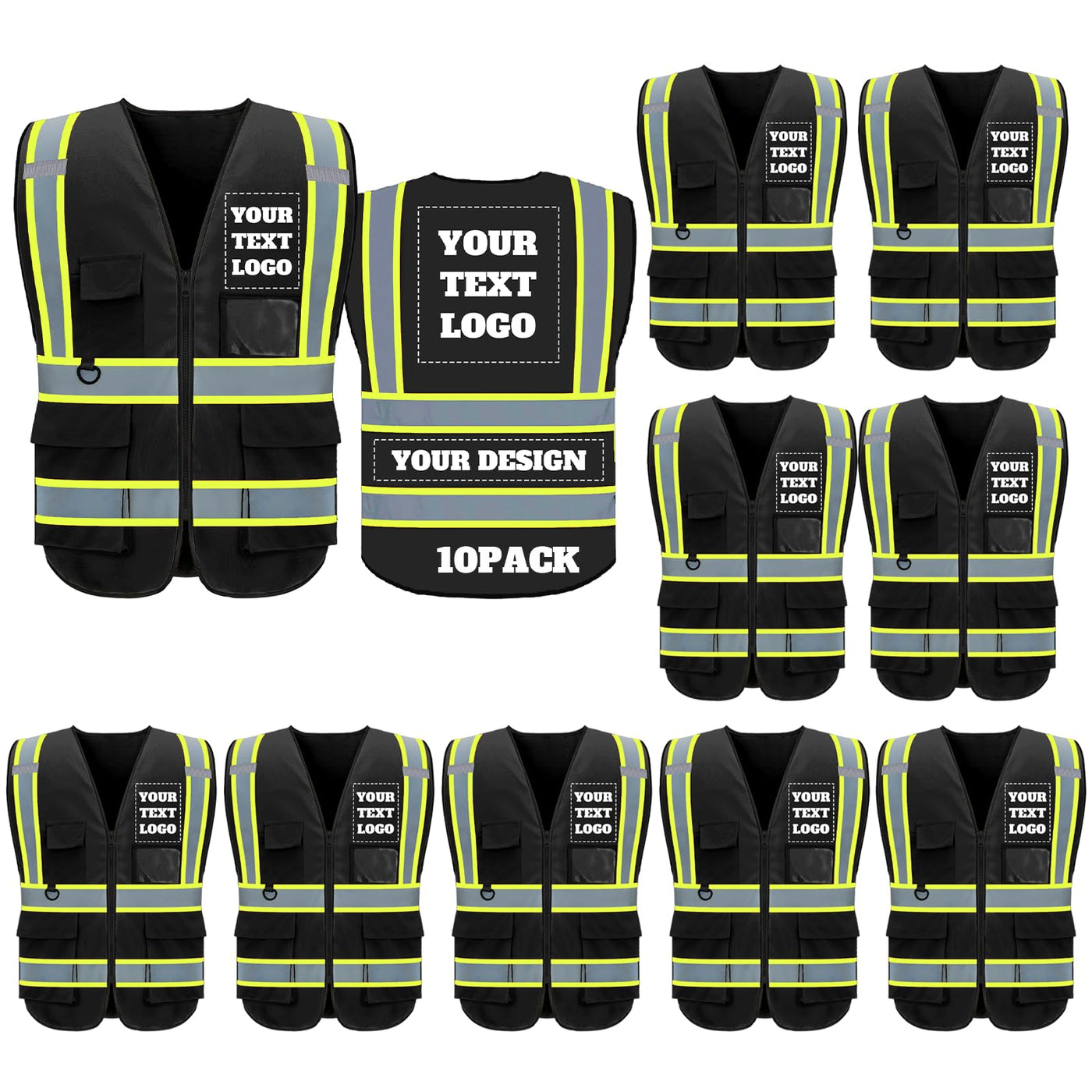 BeautyWill Custom Safety Vest Logo Class 2 High Visibility Reflevtive Vest Outdoor Protective Workwear