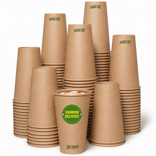 150 Pack 8 oz Disposable Paper Cups, Brown Coffee Cups Unbleached Kraft Paper, Sturdy Leak Resistant Hot/Cold Disposable Cups for Party Home Office