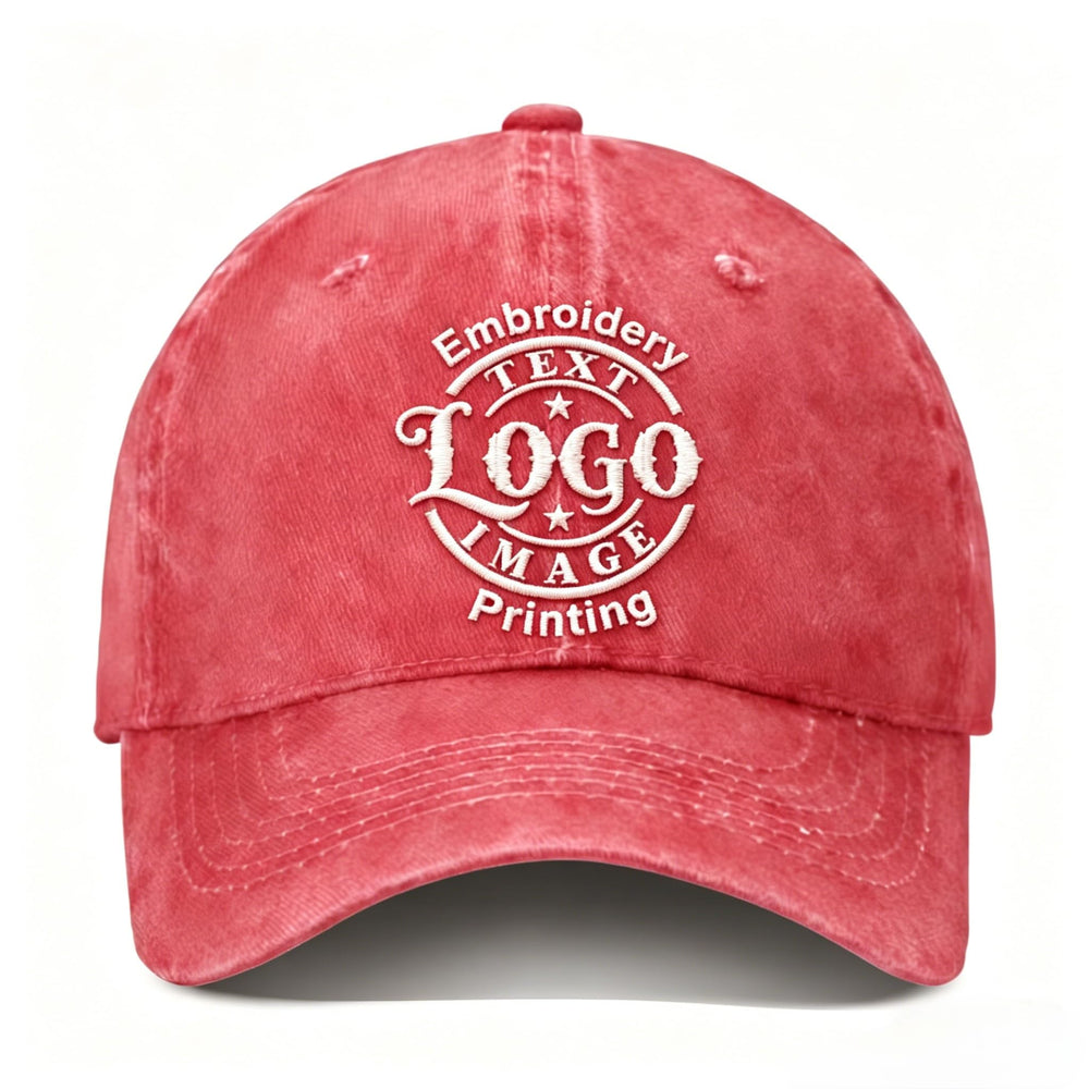 Bulk Custom Hat - Personalized Embroidered & Printed Baseball Cap to Text/Logo, Soft Washed Cotton Breathable Adjustable