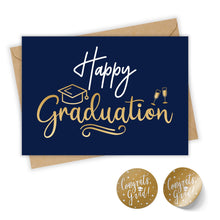 Paper Play Elegant Graduation Card with Pre-Printed Message – Navy Blue & Gold Foil Design – Inspirational Greeting Card for Graduates – Perfect for High School, College, University