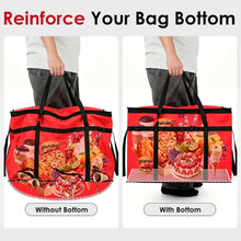 2 Pack Insulated Food Delivery Bags with Removable Hard Bottom 65lb Capacity One Red One Black Triple Layer Thermal Catering Tote Flat Folding Pizza Warmer Cooler Bag for Car Rideshare Transport