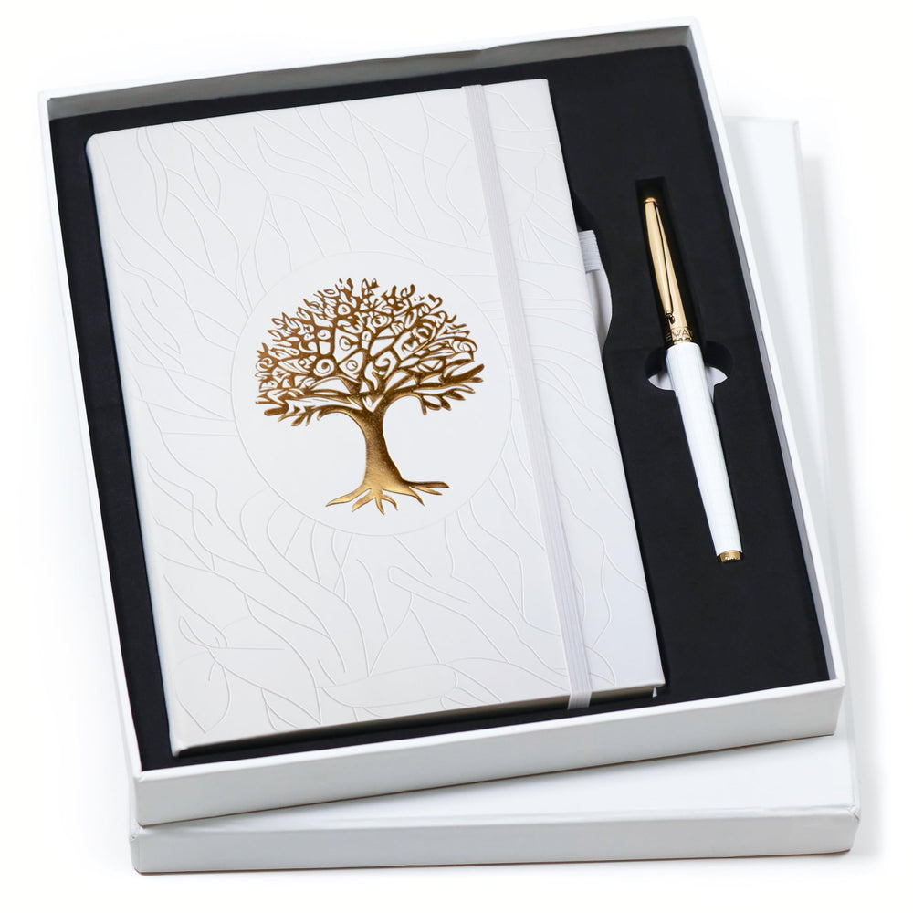 Veway Premium Tree of Life Journal and Pen Set for Women (Breathe) | 224-Page Hardcover Notebook, Elegant Gift Box & Refillable Gold Pen | A5 Aesthetic Writing Journal & Inspirational Gift