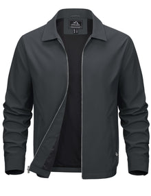 MAGCOMSEN Men's Lightweight Jackets Full Zip Up Light Coat Laydown Collar Jacket Casual Windbreaker Jacket with Zip Pockets