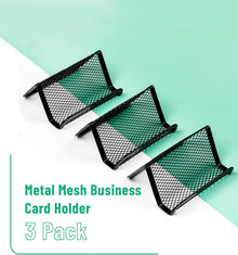 Mr. Pen- Metal Mesh Business Card Holders, 3 Pack, Black, Durable Stainless Steel Card Stand for Desk, Office, and Business Use, Straight, Flat and Smooth Design