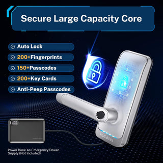 Keypad Smart Door Lock with Handle: Kucacci Keyless Entry Smart Lock for Front Door - Electronic Code for Exterior Door - Retrofit Knob Deadbolt Lock(Silver)