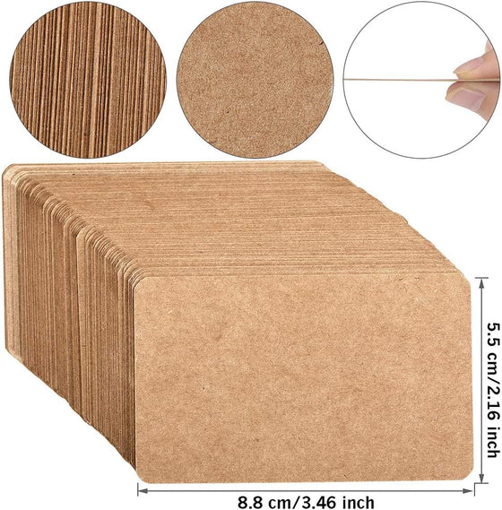 Nettbe 100pcs 3.54"x2" Blank Kraft Paper Business Card, Words Message Notes paper Tags, Mini Craft Cardboard Festival gifts - hover image