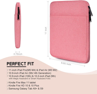 Tablet Sleeve Case for 11 inch iPad Pro M5 M4, iPad Air M2 M3 M4(2026), A16, 10.9 inch, 10.2, 10.5 Pro/Air, Galaxy Tab A9+ Padded Carrying Sleeve, Fit Apple Magic Keyboard