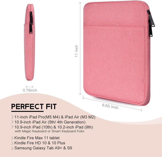 Tablet Sleeve Case for 11 inch iPad Pro M5 M4, iPad Air M2 M3 M4(2026), A16, 10.9 inch, 10.2, 10.5 Pro/Air, Galaxy Tab A9+ Padded Carrying Sleeve, Fit Apple Magic Keyboard - hover image