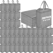 Windyun 50 Pcs Reusable Tote Bag Bulk 8 x 4 x 10 Inch Non Woven Shopping Bag with Handle Reusable Portable Grocery Gift Tote (Black)