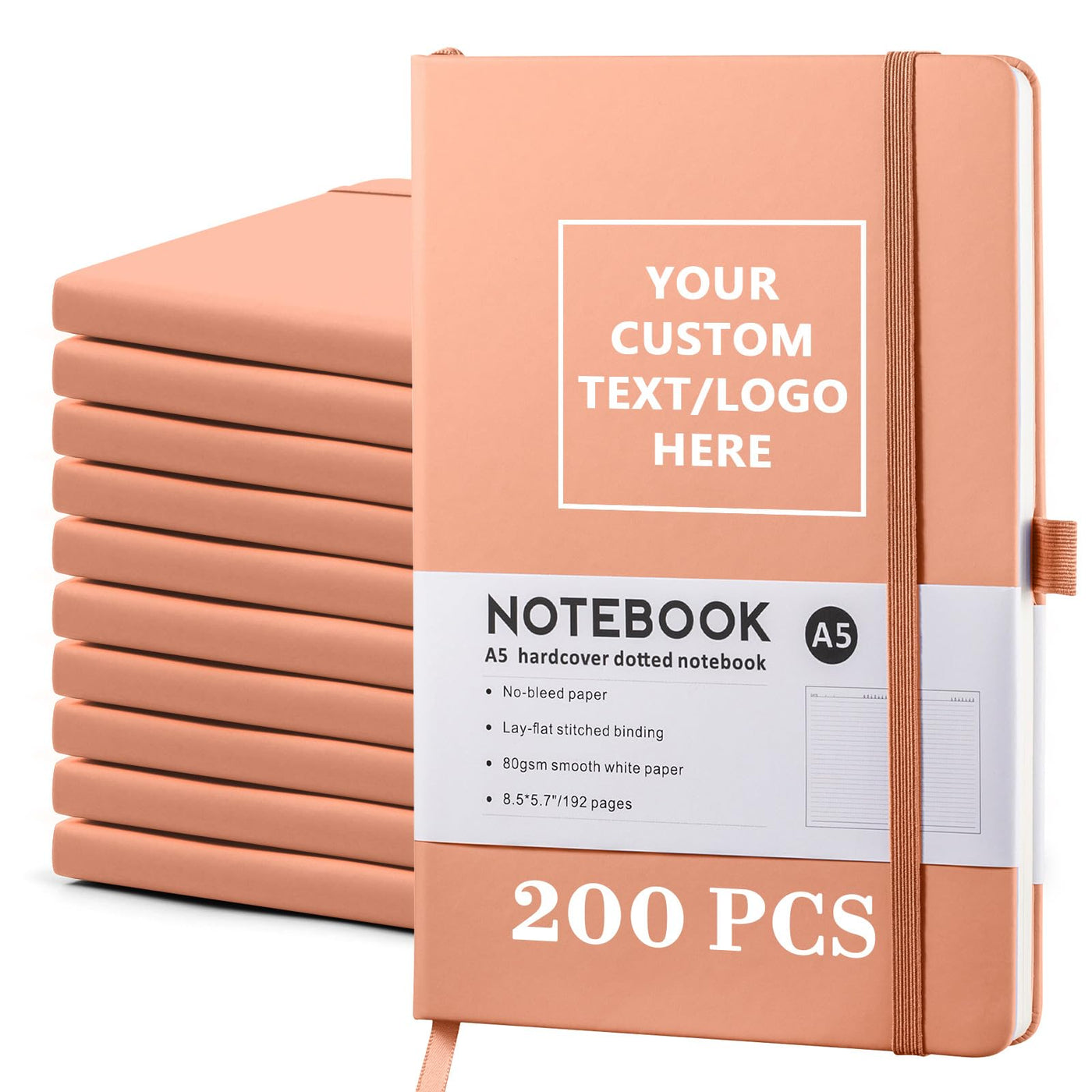 Personalized Notebook-Can Customize Logo/Text/Image, Customizable A5 Journal Notebook Daily Journals For Writing-192 Lined Pages 8.5 x 5.71 Inch,Black