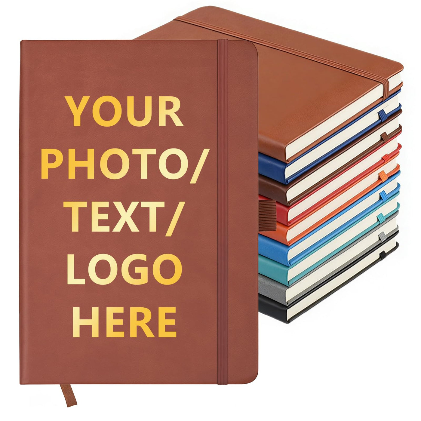 Customizable Personalized Notebook | Custom Logo, Text & Image A5 Journal Notebook | 200 Lined Pages 8.5" x 5.8" | Daily Writing Journal for Office, Students & Gift Giving, Black