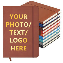 Customizable Personalized Notebook | Custom Logo, Text & Image A5 Journal Notebook | 200 Lined Pages 8.5" x 5.8" | Daily Writing Journal for Office, Students & Gift Giving, Black