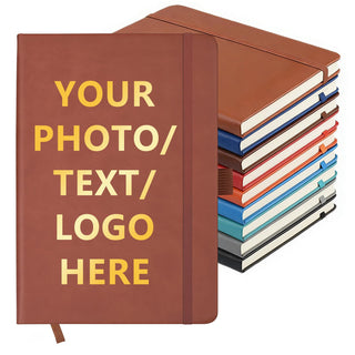 Customizable Personalized Notebook | Custom Logo, Text & Image A5 Journal Notebook | 200 Lined Pages 8.5" x 5.8" | Daily Writing Journal for Office, Students & Gift Giving, Black